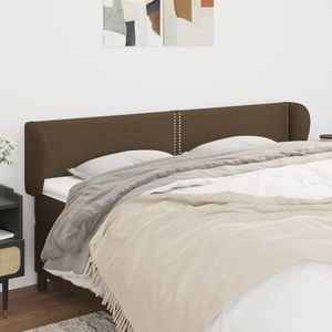 vidaXL Tăblie de pat cu aripioare maro închis 183x23x78/88 cm textil imagine