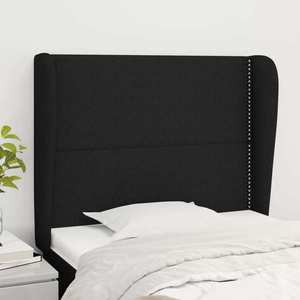vidaXL Tăblie de pat cu aripioare, negru, 93x23x118/128 cm, textil imagine