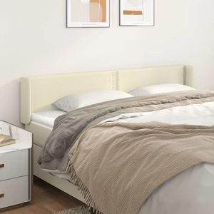 vidaXL Tăblie de pat cu aripioare crem 183x16x78/88 cm piele ecologică imagine