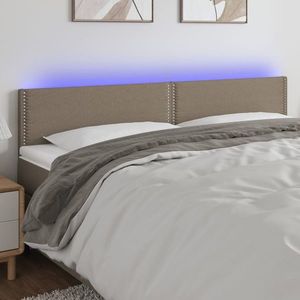 vidaXL Tăblie de pat cu LED, gri taupe, 160x5x78/88 cm, textil imagine