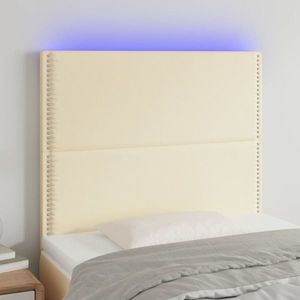 vidaXL Tăblie de pat cu LED, crem, 80x5x118/128 cm, piele ecologică imagine