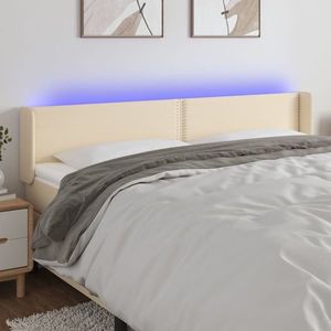 vidaXL Tăblie de pat cu LED, crem, 203x16x78/88 cm, textil imagine
