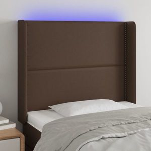 vidaXL Tăblie de pat cu LED, maro, 93x16x118/128 cm, piele ecologică imagine
