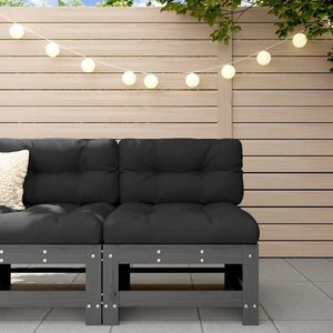 vidaXL Canapele de mijloc pentru grădină, gri, lemn masiv pin imagine