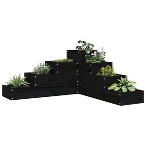 vidaXL Jardinieră grădină 4 niveluri, negru 80, 5x79x36 cm lemn pin imagine