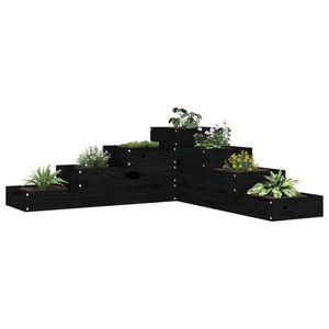 vidaXL Jardinieră grădină 4 niveluri, negru, 106x104, 5x36 cm lemn pin imagine