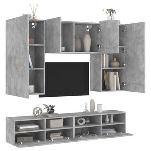 vidaXL Unități TV de perete, 5 piese, gri beton, lemn prelucrat imagine