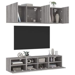 vidaXL Unități TV de perete, 5 piese, gri sonoma, lemn prelucrat imagine