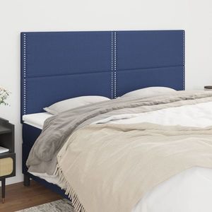 vidaXL Tăblii de pat, 4 buc, albastru, 90x5x78/88 cm, textil imagine