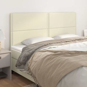 vidaXL Tăblii de pat, 4 buc, crem, 80x5x78/88 cm, piele ecologică imagine