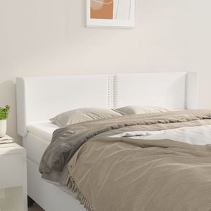 vidaXL Tăblie de pat cu aripioare alb 147x16x78/88 cm piele ecologică imagine