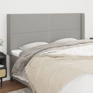 vidaXL Tăblie de pat cu aripioare gri deschis 163x16x118/128 cm textil imagine