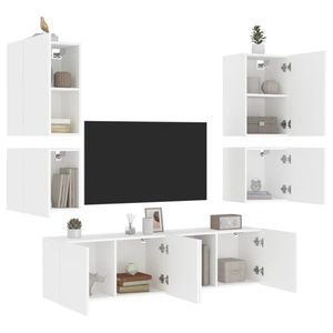 vidaXL Unități TV de perete, 6 piese, alb, lemn prelucrat imagine