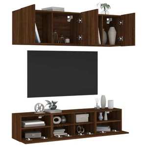 vidaXL Unități TV de perete, 5 piese, stejar maro, lemn prelucrat imagine