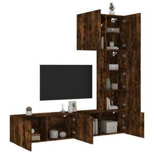 vidaXL Unități TV de perete, 5 piese, stejar fumuriu, lemn prelucrat imagine