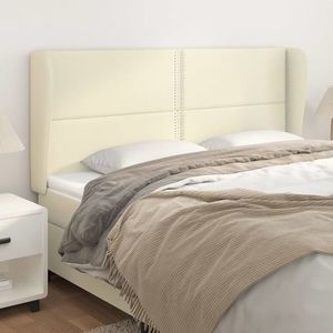 vidaXL Tăblie de pat cu aripioare, crem, 163x23x118/128 cm, piele eco imagine