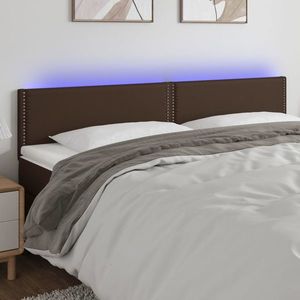 vidaXL Tăblie de pat cu LED, maro, 180x5x78/88 cm, piele ecologică imagine