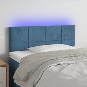 vidaXL Tăblie de pat cu LED, albastru închis, 80x5x78/88 cm, catifea imagine