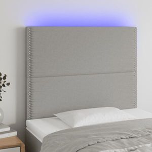vidaXL Tăblie de pat cu LED, gri deschis, 90x5x118/128 cm, textil imagine