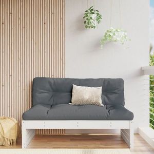 vidaXL Canapea de mijloc de grădină, alb, 120x80 cm, lemn masiv pin imagine