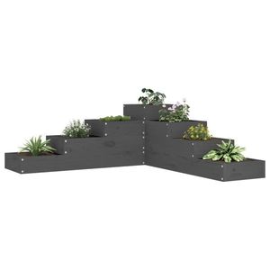 vidaXL Jardinieră grădină cu 4 niveluri, gri, 106x104, 5x36 cm lemn pin imagine