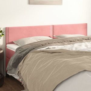vidaXL Tăblii de pat, 2 buc, roz, 80x5x78/88 cm, catifea imagine