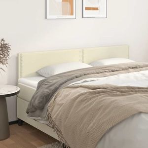 vidaXL Tăblii de pat, 2 buc., crem, 80x5x78/88 cm, piele ecologică imagine