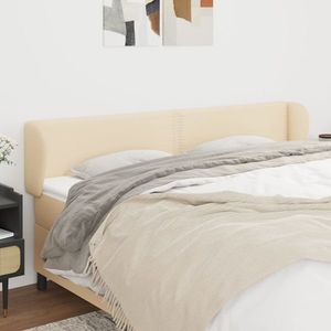 vidaXL Tăblie de pat cu aripioare crem 203x23x78/88 cm textil imagine