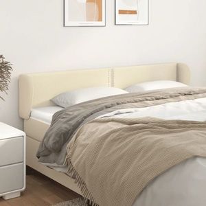 vidaXL Tăblie de pat cu aripioare crem 183x23x78/88 cm piele ecologică imagine