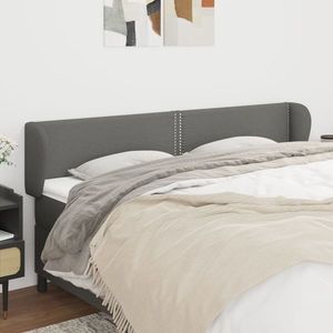vidaXL Tăblie de pat cu aripioare gri închis 183x23x78/88 cm textil imagine