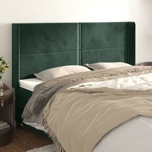 vidaXL Tăblie pat cu aripioare verde închis 163x16x118/128 cm catifea imagine