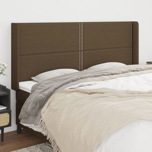 vidaXL Tăblie de pat cu aripioare maro închis 183x16x118/128 cm textil imagine