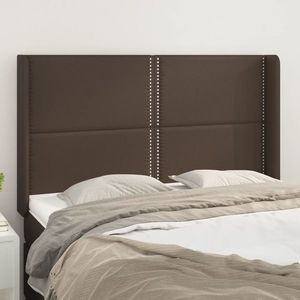 vidaXL Tăblie de pat cu aripioare, maro, 147x16x118/128 cm, piele eco imagine