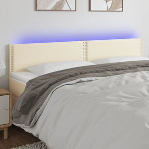 vidaXL Tăblie de pat cu LED, crem, 180x5x78/88 cm, piele ecologică imagine