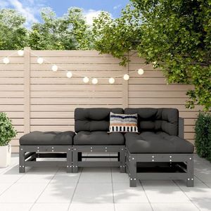 vidaXL Set mobilier relaxare de grădină, 4 piese, gri, lemn masiv pin imagine