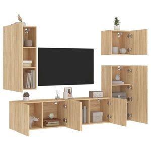 vidaXL Unități TV de perete, 5 piese, stejar sonoma, lemn prelucrat imagine