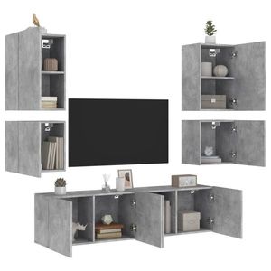vidaXL Unități TV de perete, 6 piese, gri beton, lemn prelucrat imagine