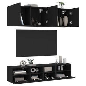 vidaXL Unități TV de perete, 5 piese, negru, lemn prelucrat imagine