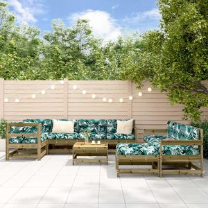 vidaXL Set mobilier relaxare de grădină, 10 piese, lemn de pin tratat imagine