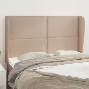 vidaXL Tăblie pat cu aripioare cappuccino 147x23x118/128 cm piele eco imagine
