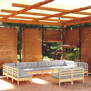 vidaXL Set mobilier de grădină cu perne, 12 piese, lemn masiv de pin imagine