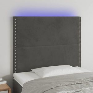 vidaXL Tăblie de pat cu LED, gri închis, 80x5x118/128 cm, catifea imagine