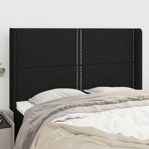 vidaXL Tăblie de pat cu aripioare, negru, 147x16x118/128 cm, textil imagine