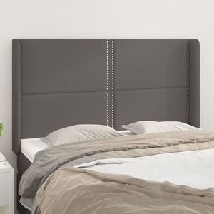 vidaXL Tăblie de pat cu aripioare gri 147x16x118/128 cm piele eco imagine