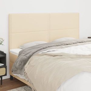 vidaXL Tăblii de pat, 4 buc, crem, 80x5x78/88 cm, textil imagine