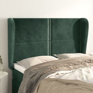 vidaXL Tăblie pat cu aripioare verde închis 147x23x118/128 cm catifea imagine