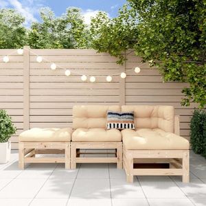 vidaXL Set mobilier relaxare de grădină, 4 piese, lemn masiv de pin imagine