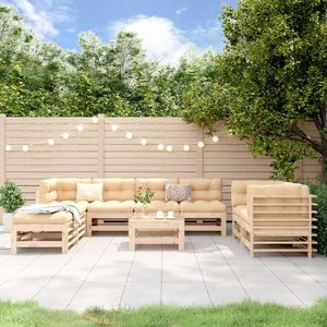 vidaXL Set mobilier grădină, 9 piese, lemn masiv de pin imagine