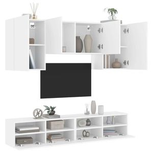 vidaXL Unități TV de perete, 5 piese, alb, lemn prelucrat imagine