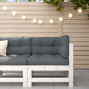 vidaXL Canapea de colț pentru grădină, alb, lemn masiv de pin imagine
